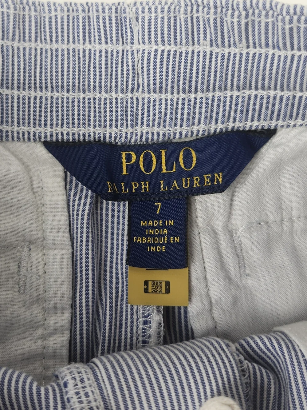 Polo by Ralph Lauren Blue Embroidered Seersucker Boy's Shorts - Picture 3 of 7